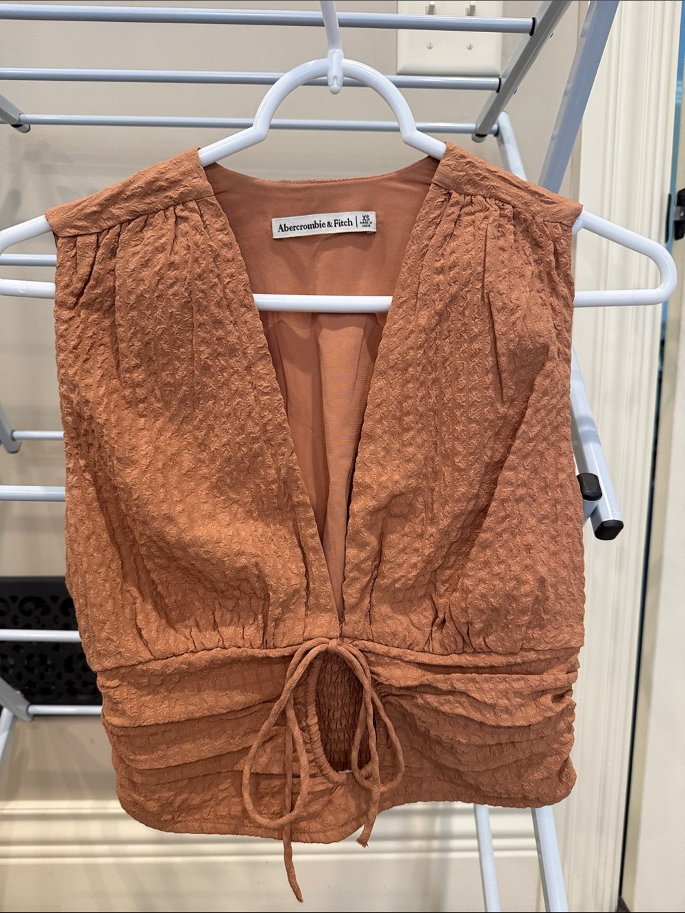Abercrombie & Fitch Rust Textured Tie-Front Camisole
